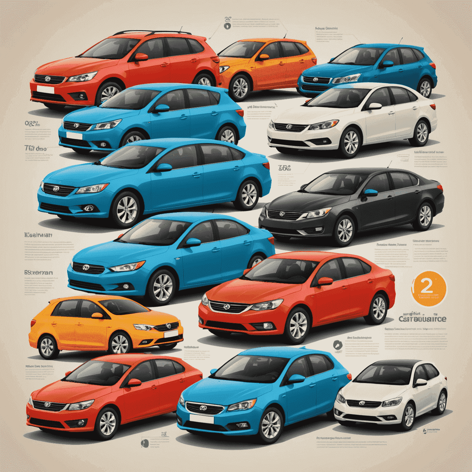 Various types of car insurance policies displayed as a collage, showcasing different coverage options