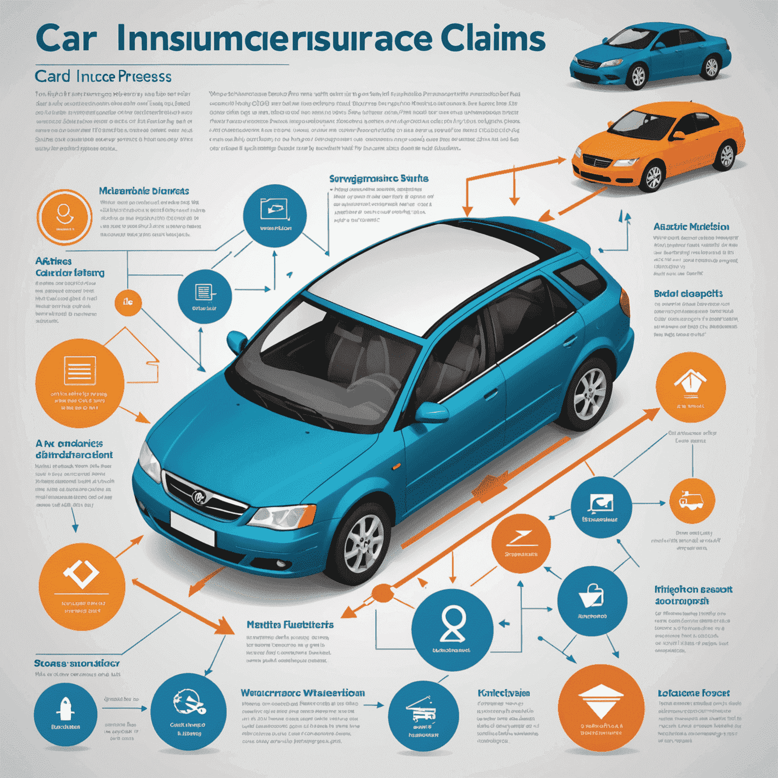 A step-by-step flowchart showing the car insurance claims process after an accident